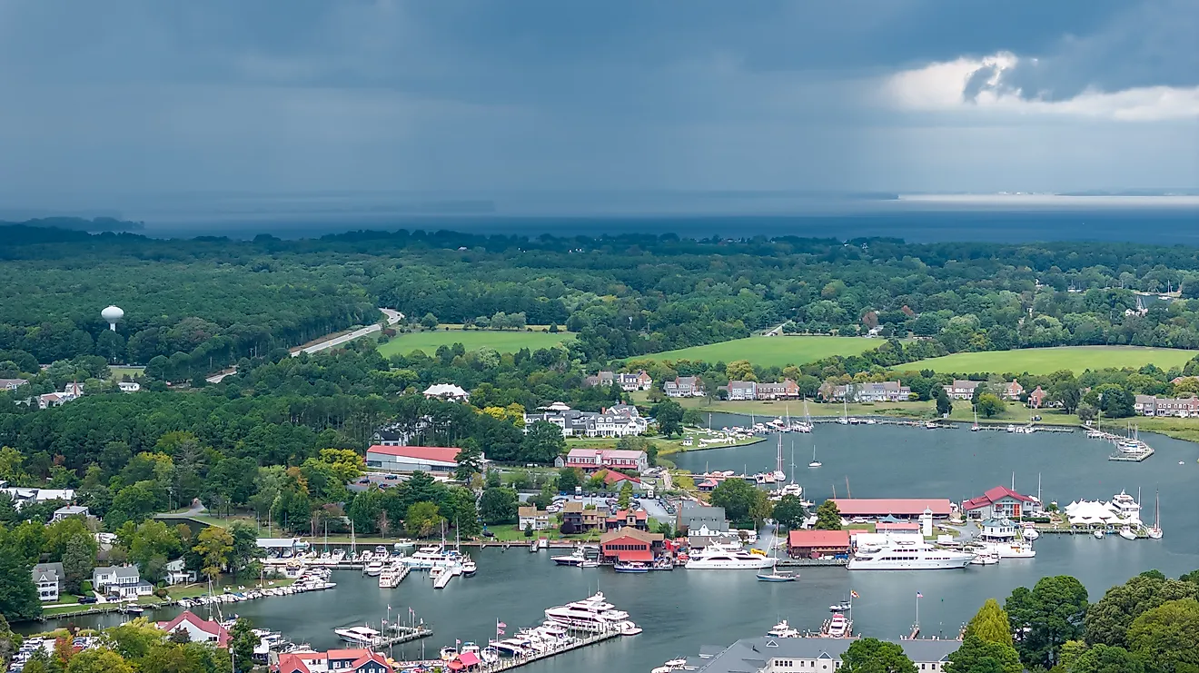 Aerial view of St Michaels, Maryland
