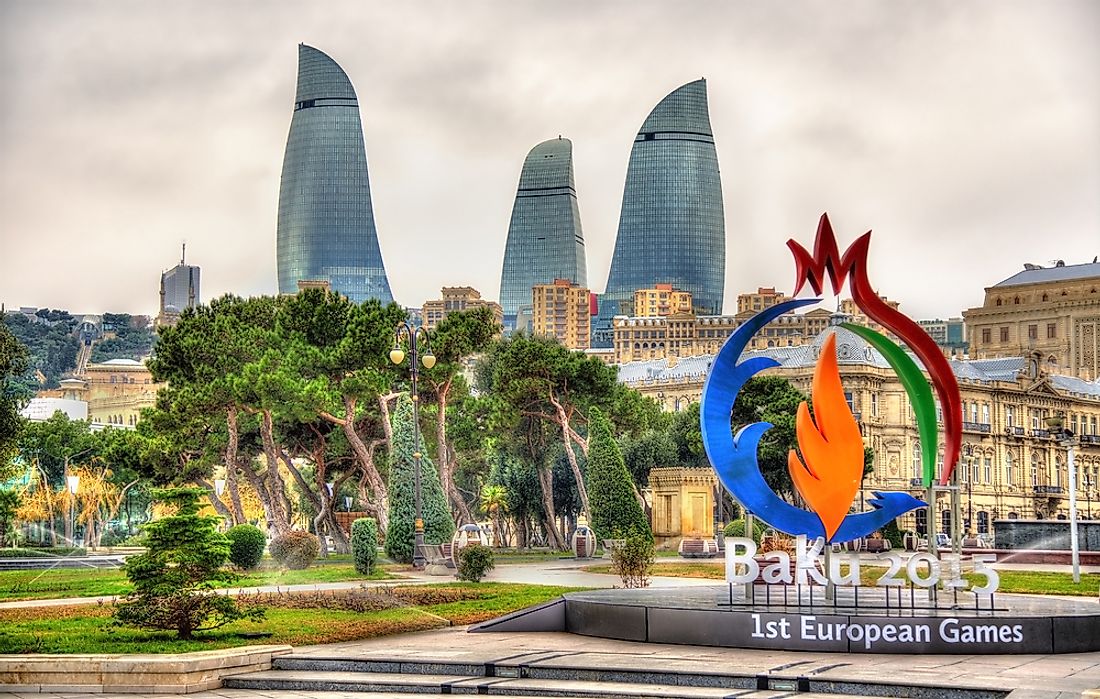 Symbol of the Baku 2015 European Games in Baku, Azerbaijan. Editorial credit: Leonid Andronov / Shutterstock.com