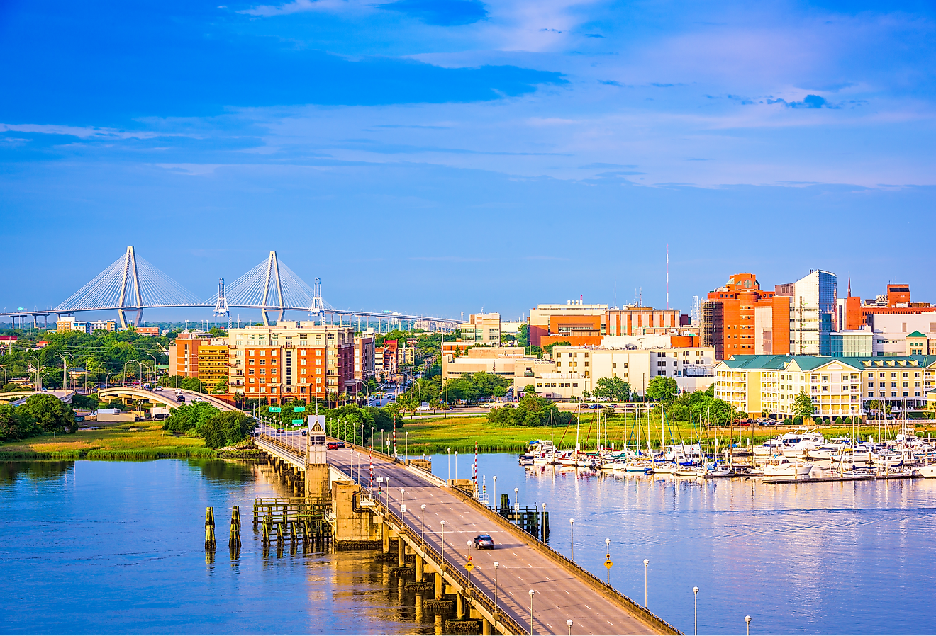 Road over the water by the harbor in Charleston, South Carolina.