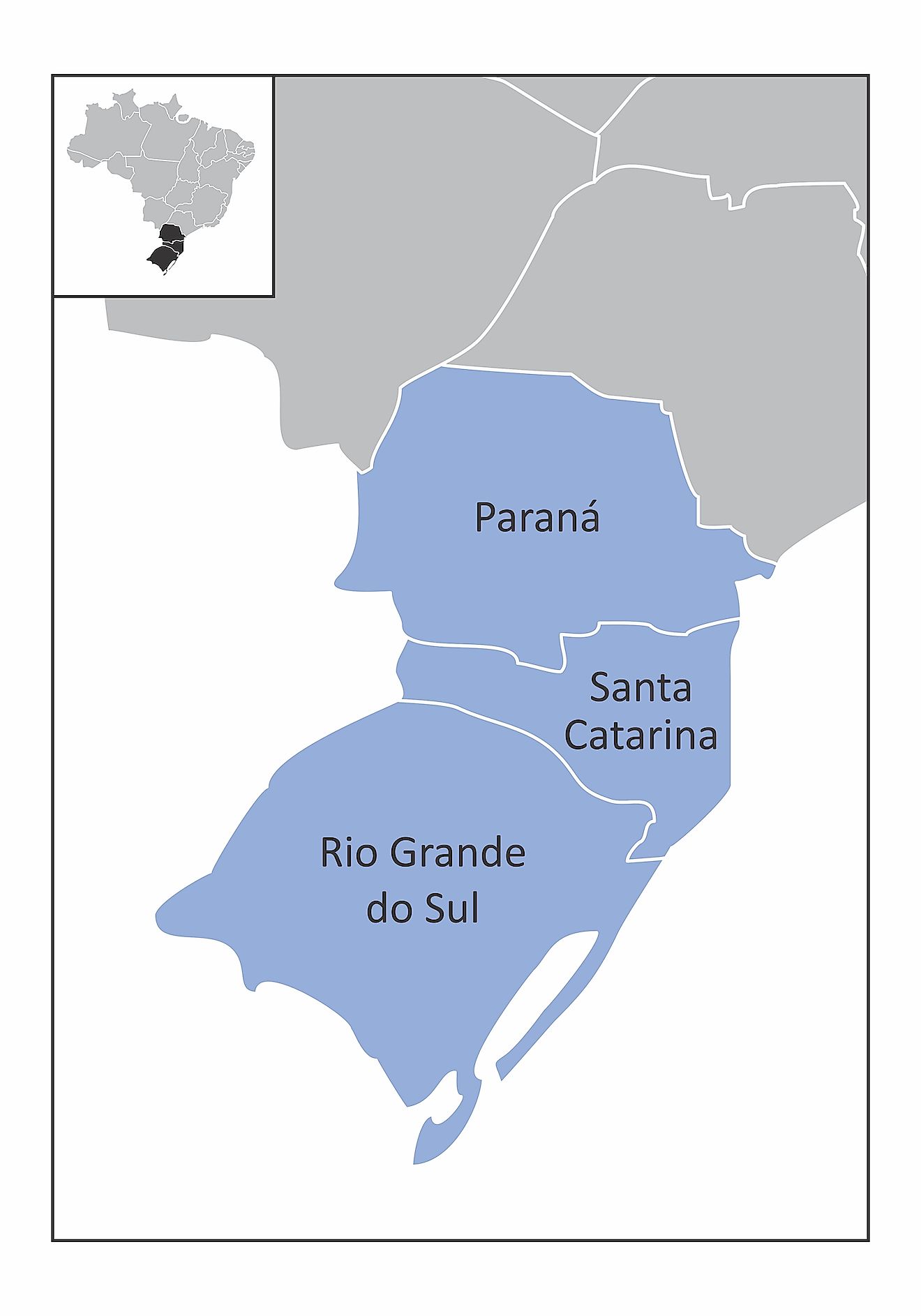 States of South Region of Brazil. Image credit: Luisrftc/Shutterstock.com