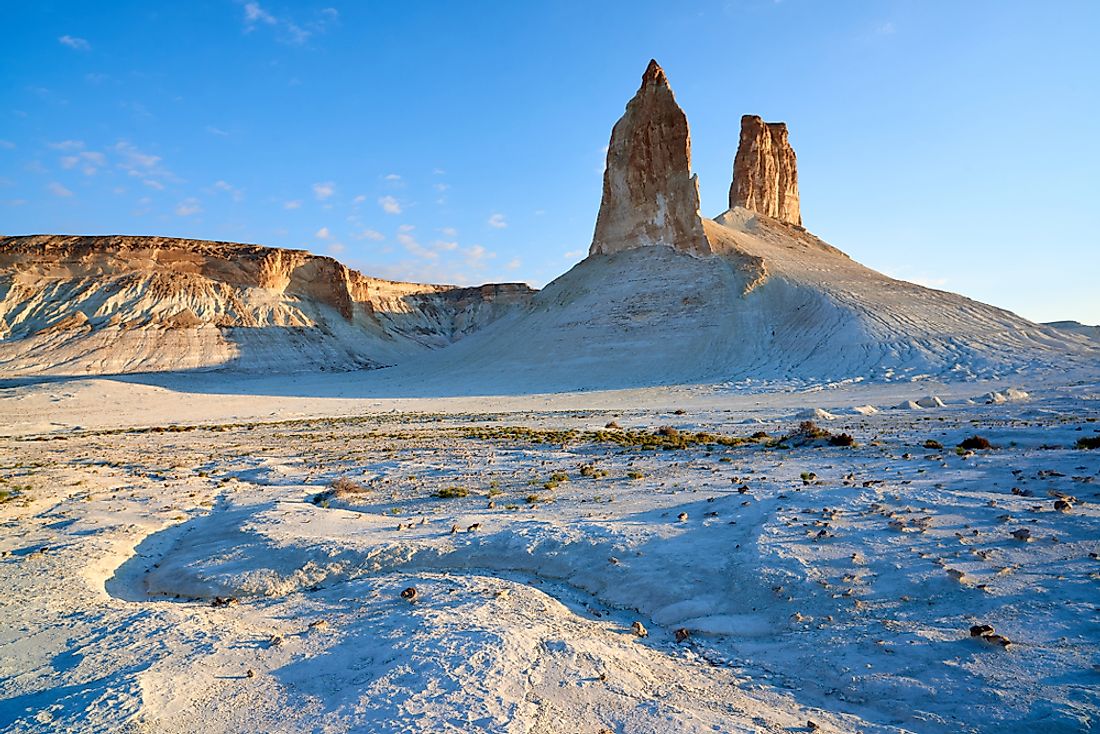 The desert landscape in Turkmenistan. 