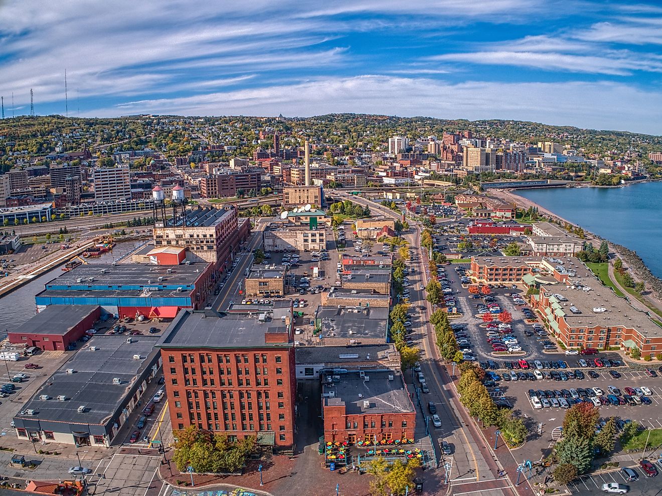 Aerial View of the popular Canal Park Area of Duluth, Minnesota