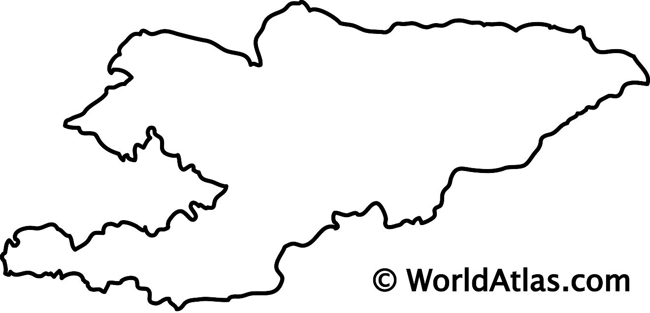 Mapa de contorno en blanco de Kirguistán