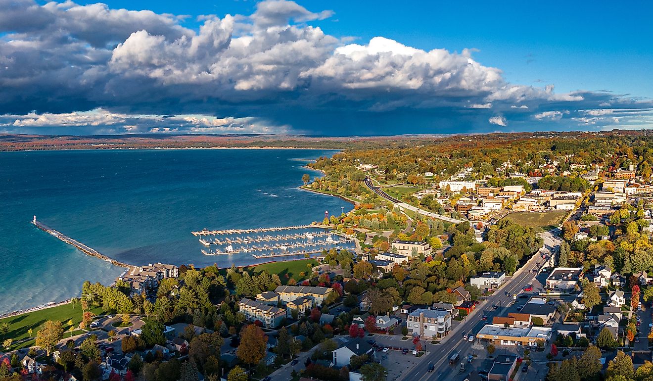 Aerial view of Petoskey, Northern Michigan.