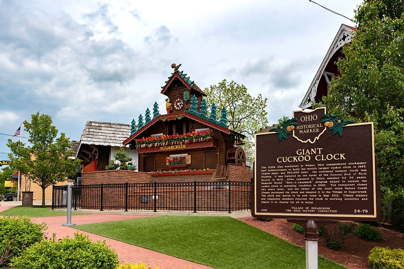 The Giant Cuckoo Clock in Sugarcreek, Ohio. Image credit:  JNix / Shutterstock.com.