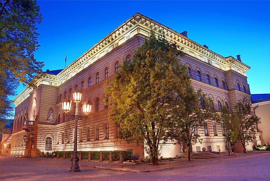 The Latvian parliament building. 