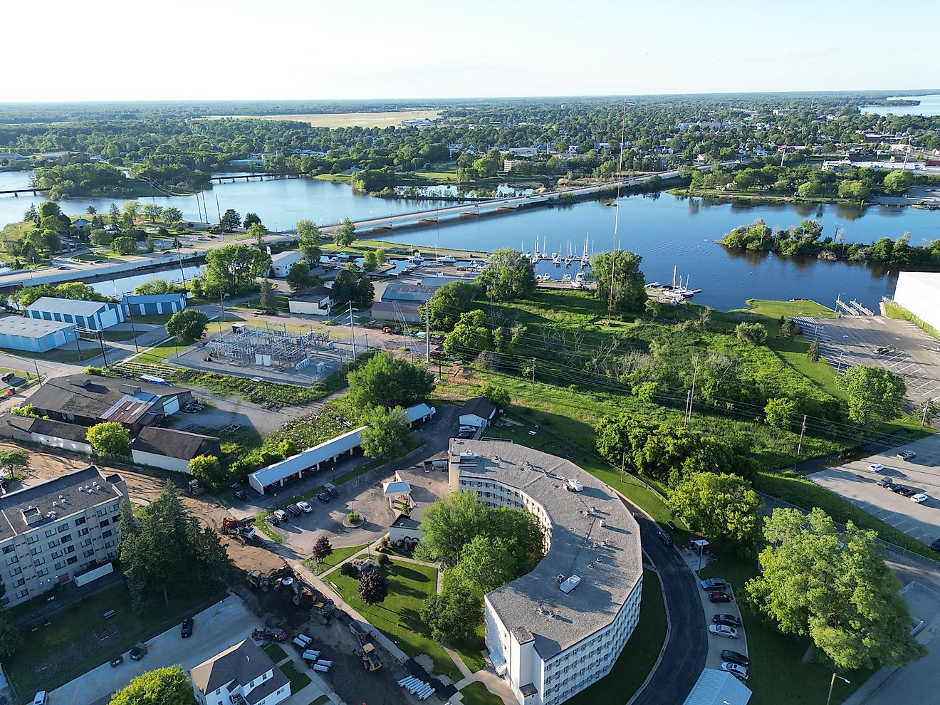 Aerial view of Marinette in Wisconsin.