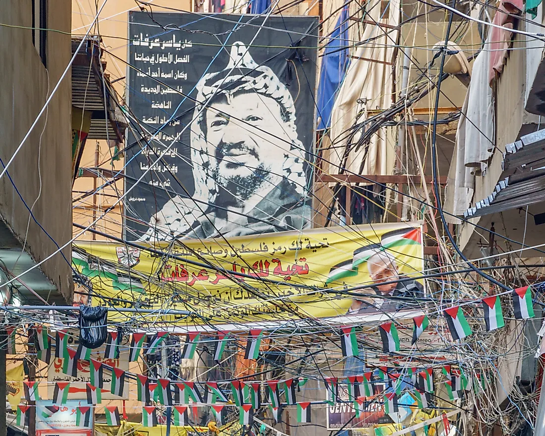 A portrait of Yasser Arafat in Beirut. Editorial credit: Catay / Shutterstock.com. 