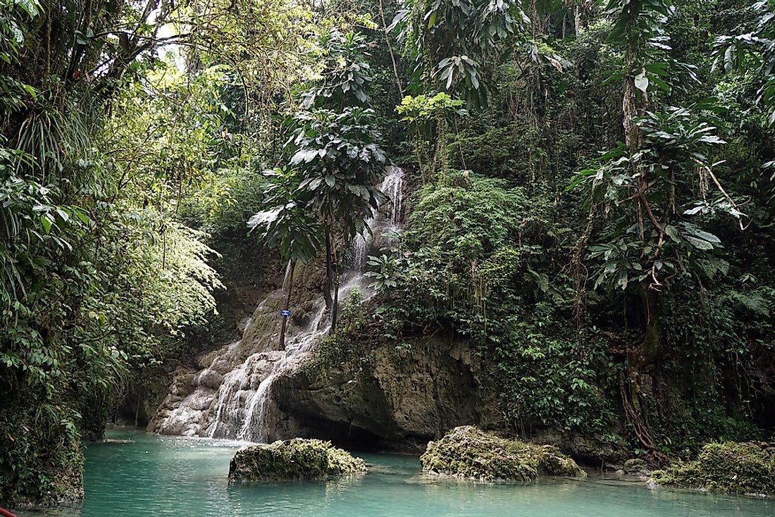 The cascading Somerset Falls near Port Antonio, Jamaica. 