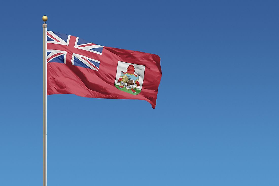 As an UK territory, the Bermudan flag includes both the UK's Union Jack and the Bermudan coat of arms.