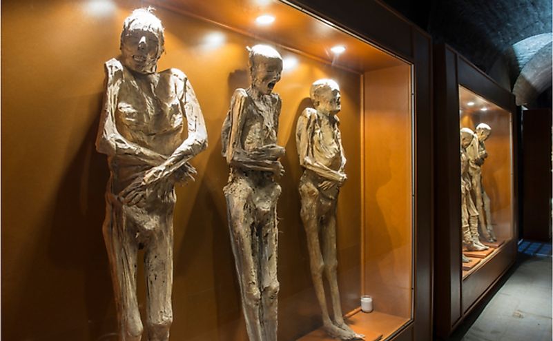 Mummies on display at the Mummy Museum. Editorial credit: VG Foto / Shutterstock.com