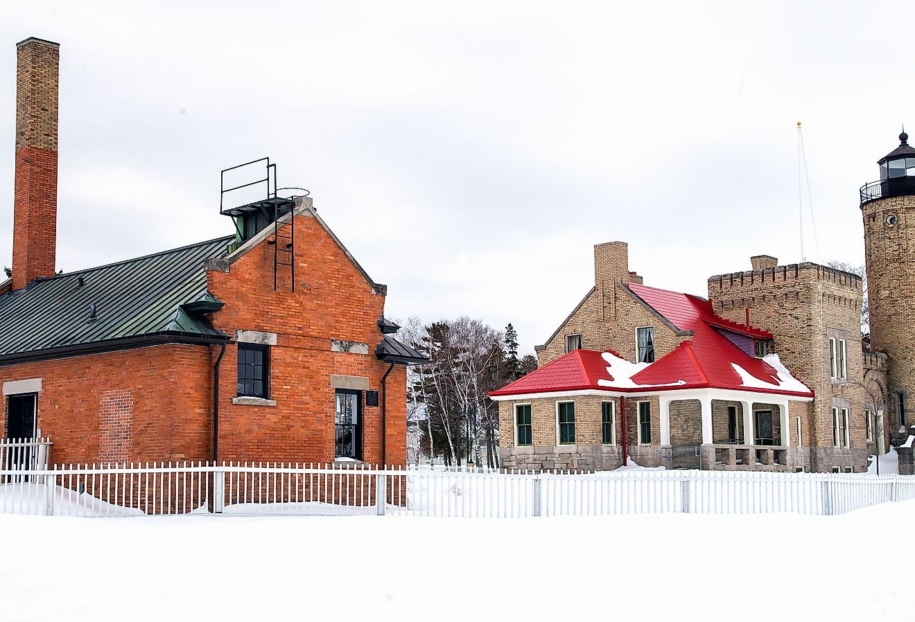 Mackinac Point Lighthouse, Michigan, in the winter.