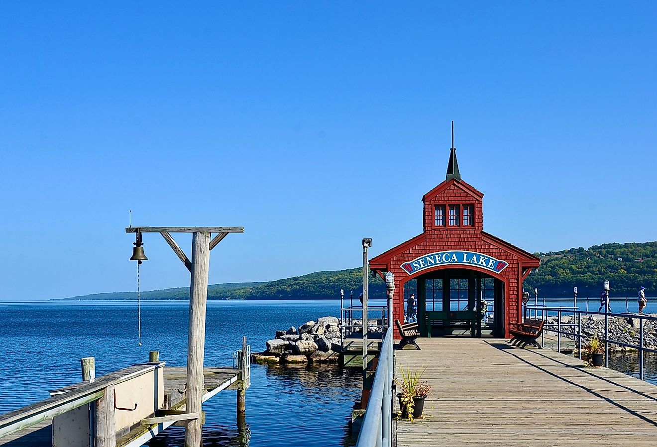 View of Seneca Lake from the pier, New York.