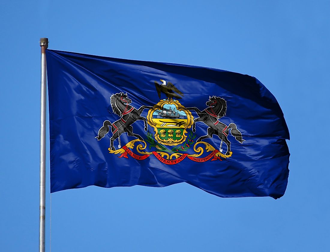 The flag of the Commonwealth of Pennsylvania. 