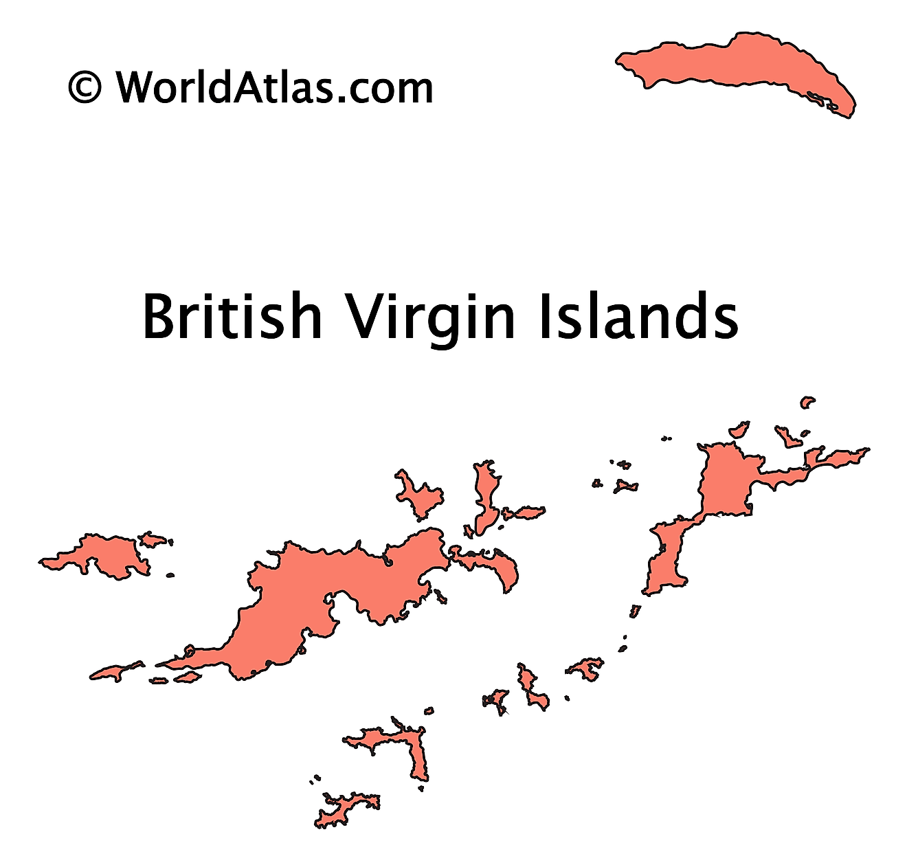 Outline Map of The British Virgin Islands