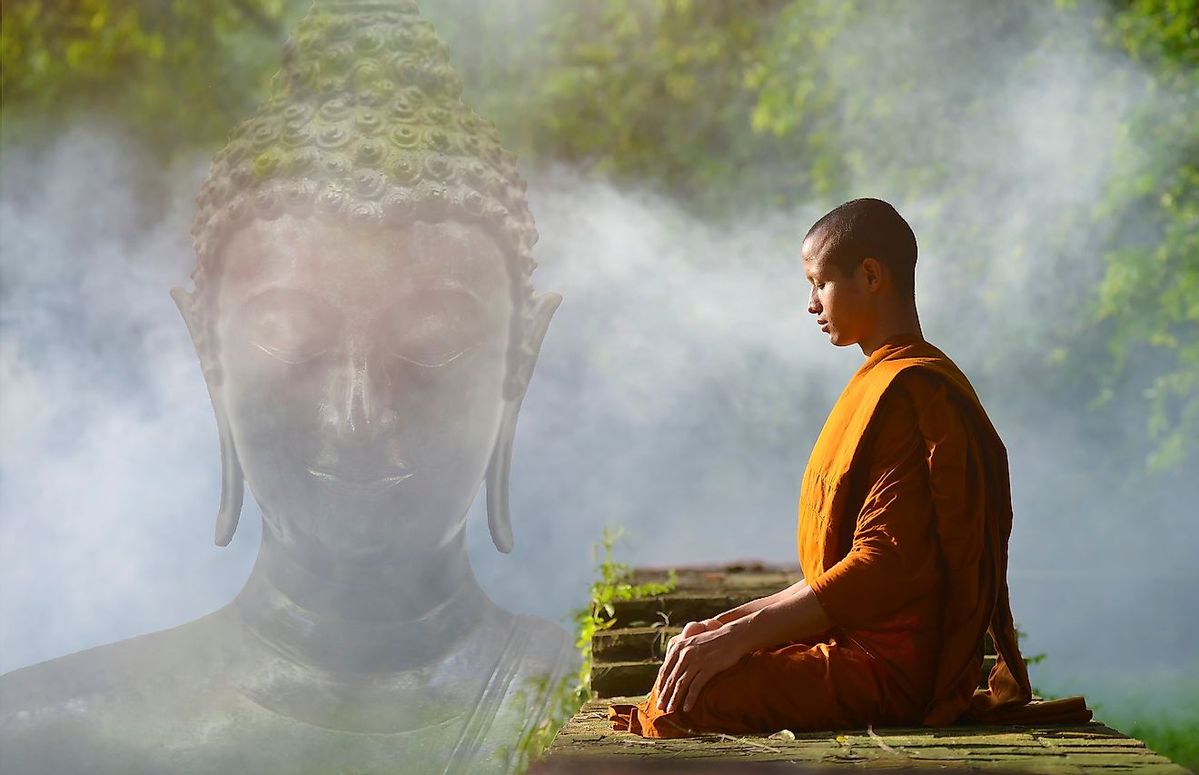 A Buddhist monk in meditation.
