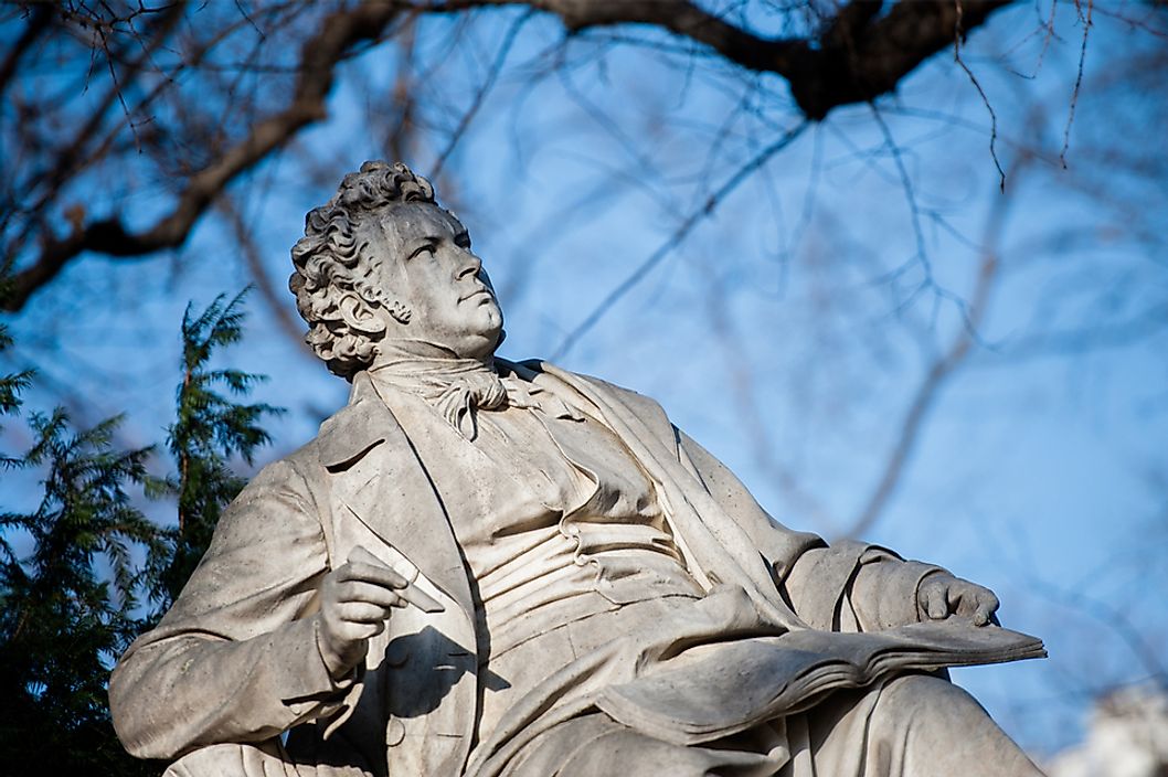 The statue of Franz Schubert in Vienna, Austria.