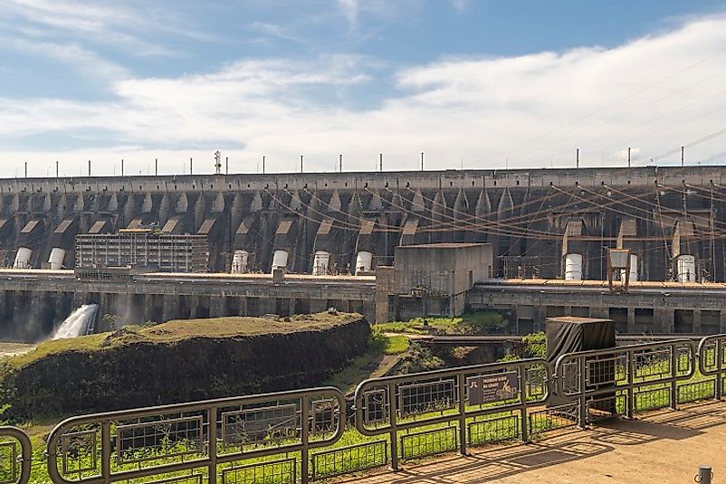 Itaipu Dam, seen from the Brazilian side of the Parana River along the border with Paraguay.