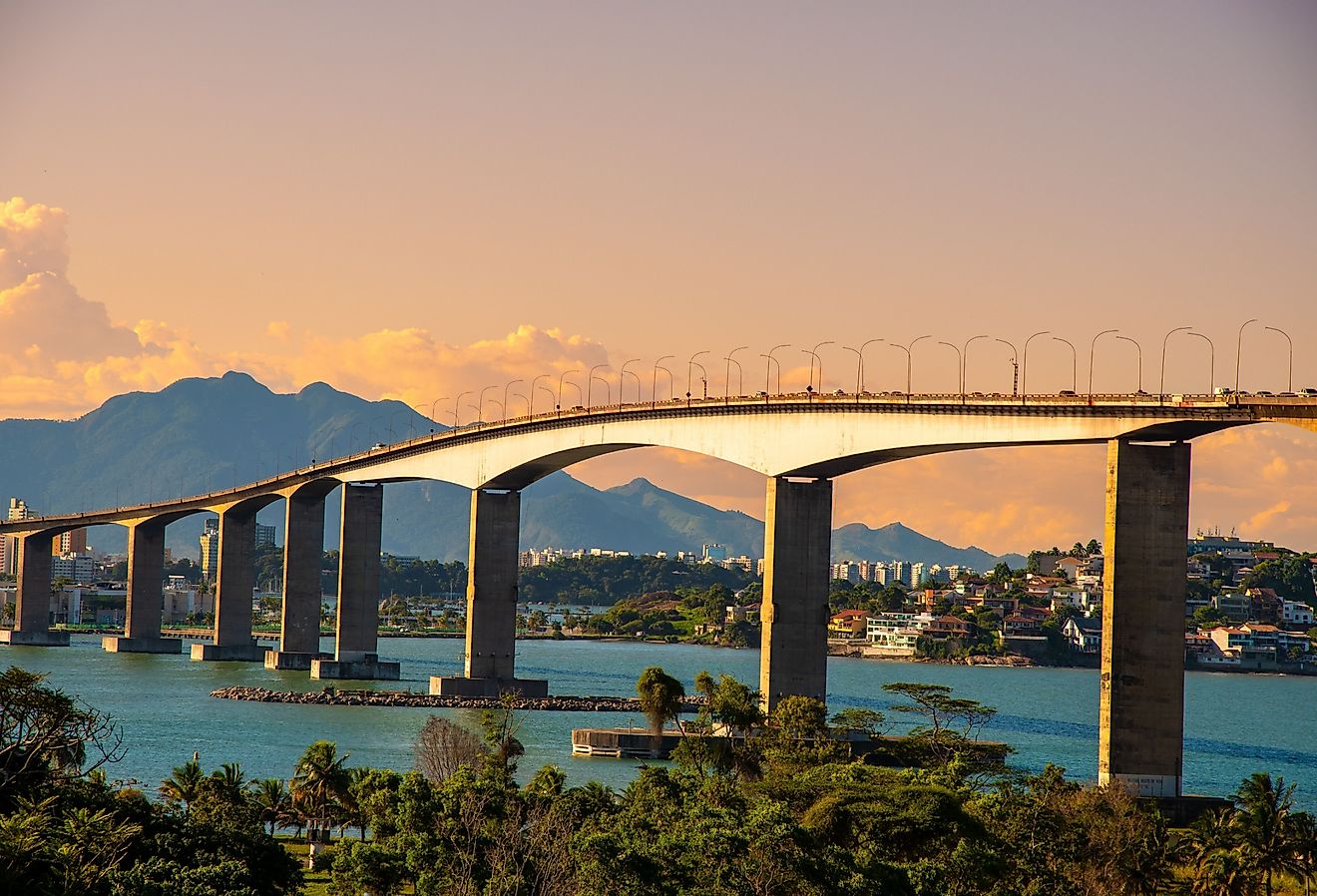 Sunset at Terceira Ponte (Third Bridge) located in Espírito Santo State, Brazil.