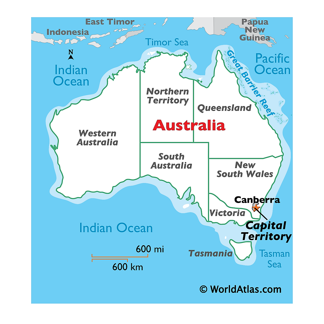 Map showing location of Australian Capital Territory in the world.
