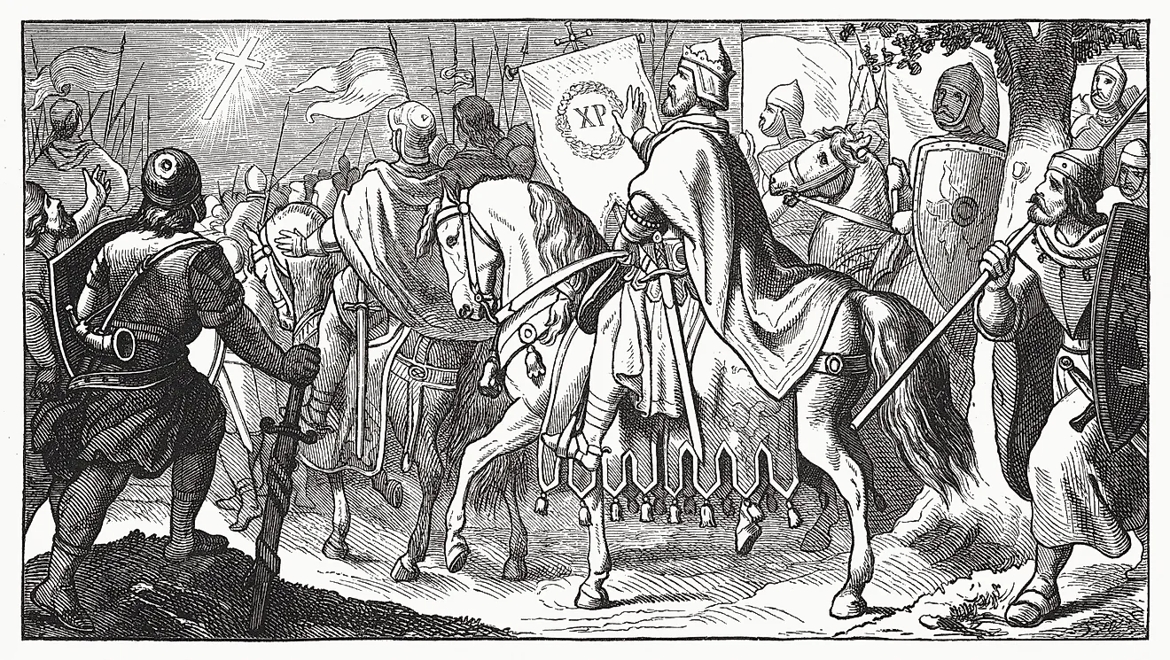 Constantine the Great ( c. 272 ​​– 337) on his way to the Battle of the Milvian Bridge