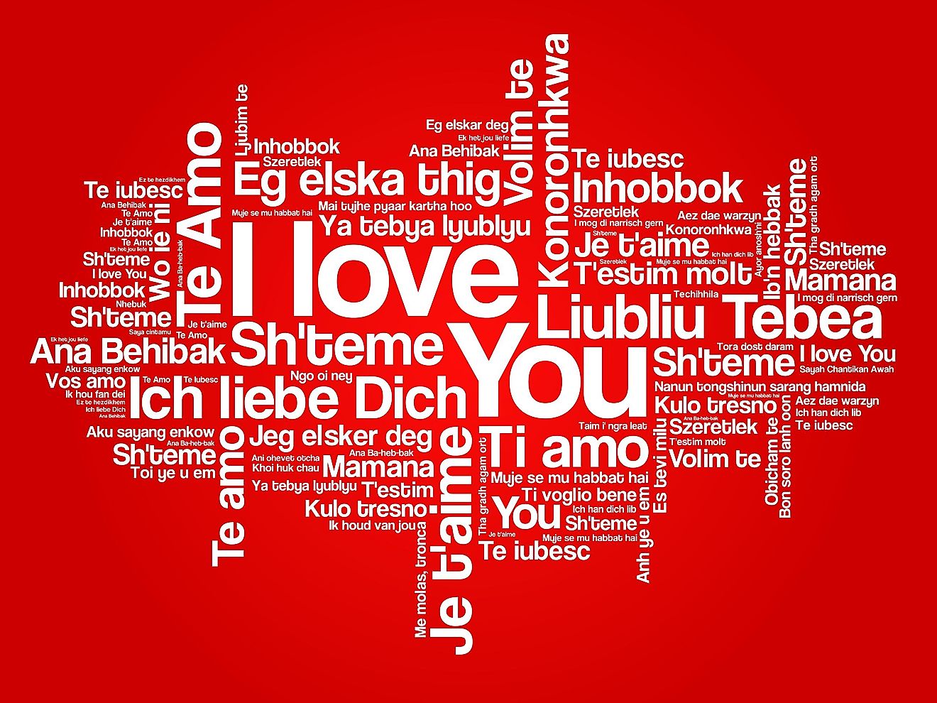 "I love you" in a variety of languages. 