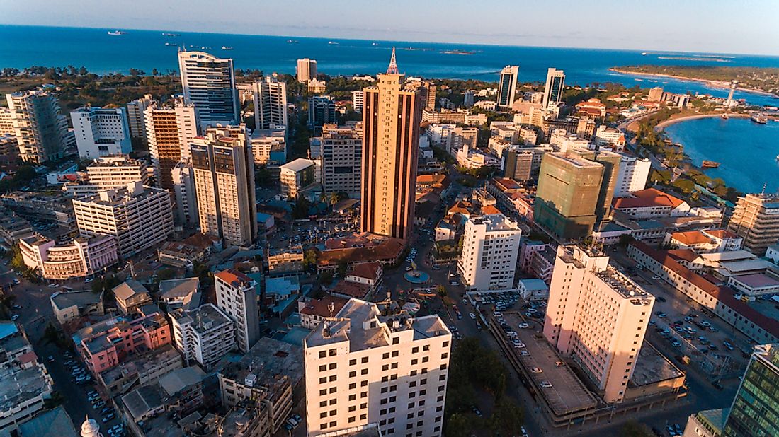 The skyline of Dar es Salaam, Tanzania. Tanzania is one of the most racially diverse countries in the world.