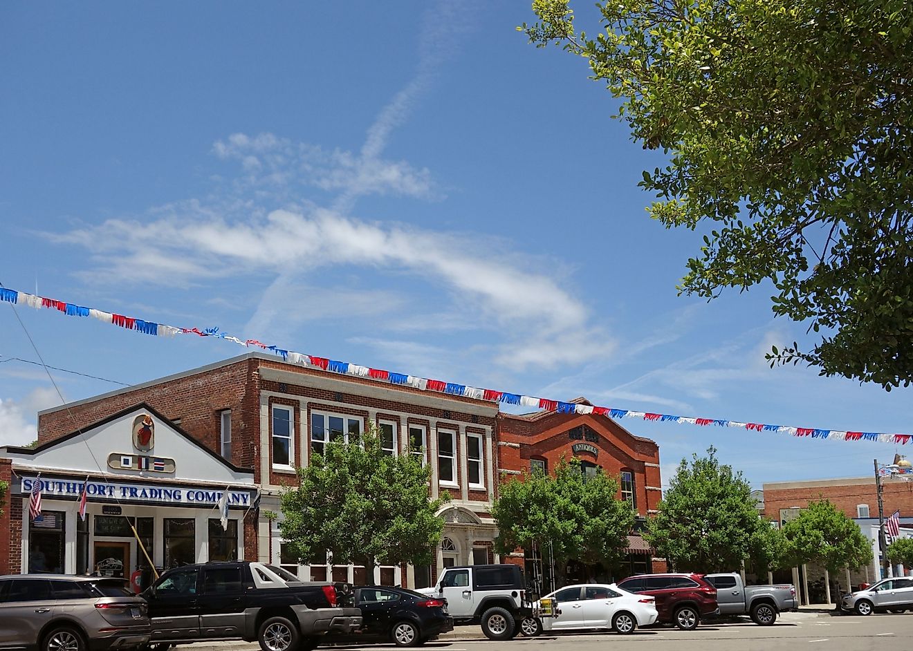 Southport, North Carolina: Storefronts in downtown Southport, with a mix of unique retail shops and restaurants