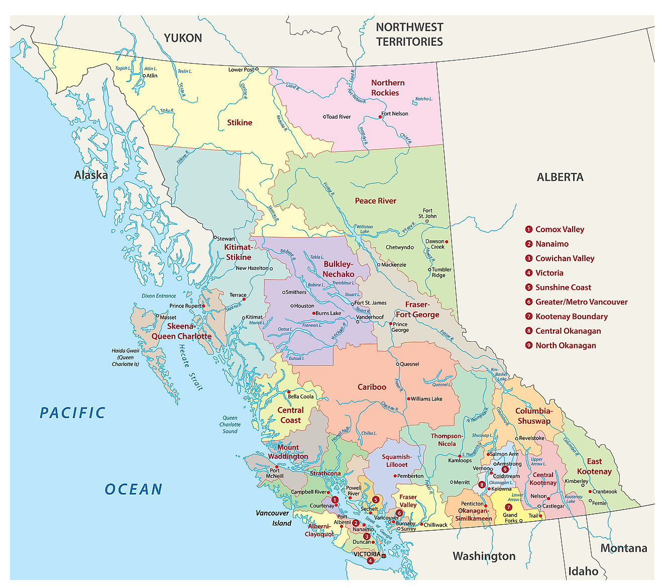 British Columbia County Map