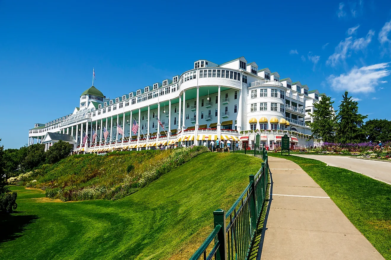The Grand Hotel on Mackinac Island was the setting for the 1980 film, Somewhere In Time. (Editorial credit: Dennis MacDonald / Shutterstock.com)
