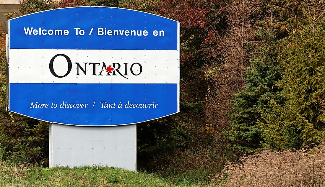 "Welcome to Ontario" sign. 