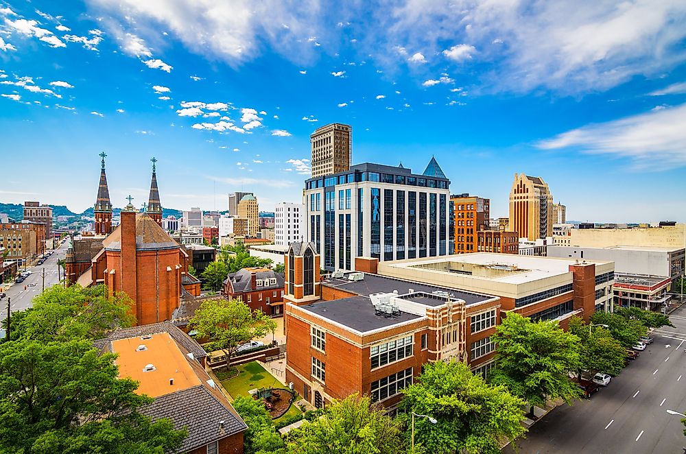 The skyline of Birmingham, Alabama.