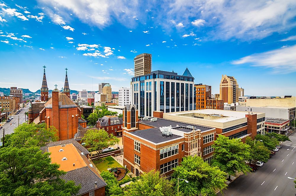 The skyline of Birmingham, Alabama. 