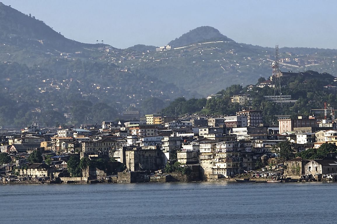 The habor of the city of Freetown in Sierra Leone. 