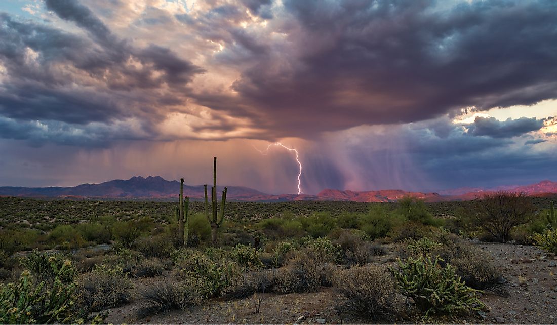 Monsoon thunderstorm over the Arizona desert.