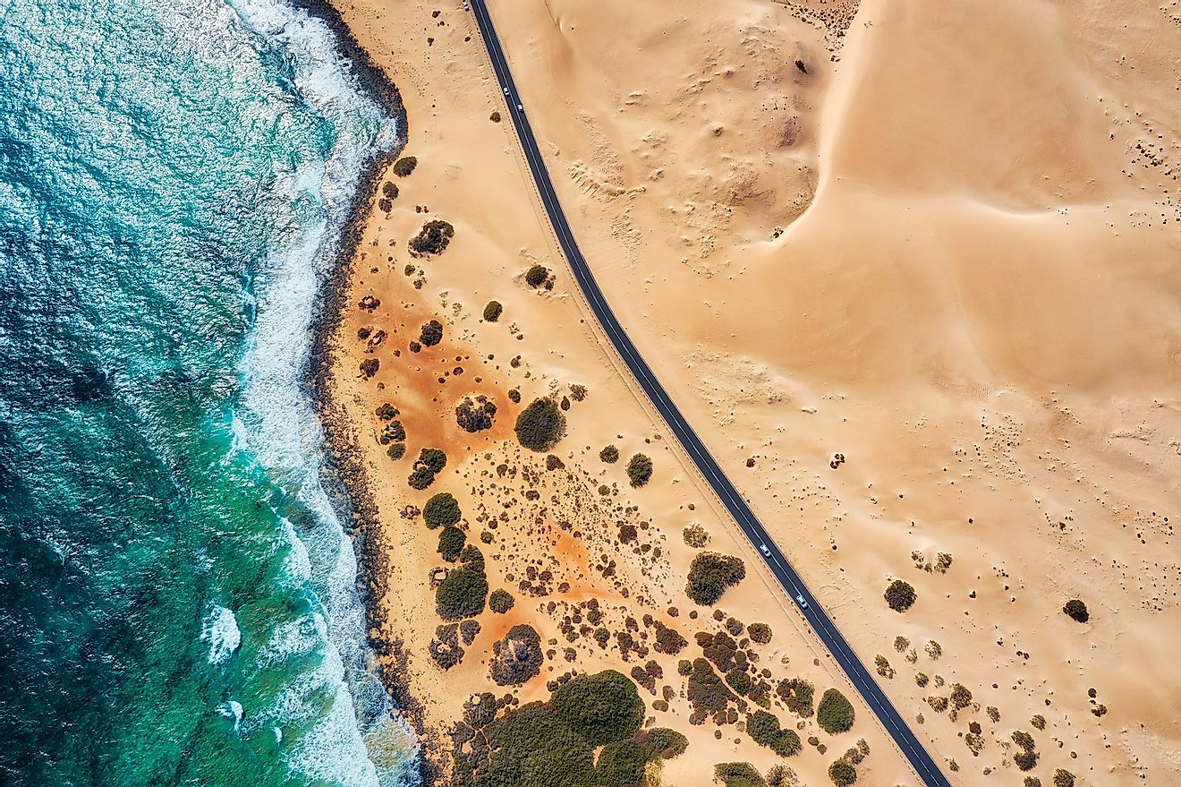 A highway running through the coastal Namib Desert. Image credit: Lukas Bischoff Photograph/Shutterstock.com