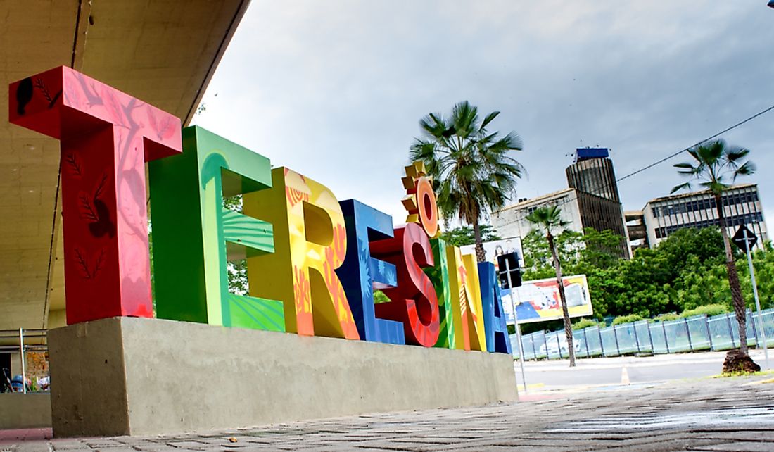 Sign of the city of Teresina in Brazil. Editorial credit: carlos andre photography / Shutterstock.com
