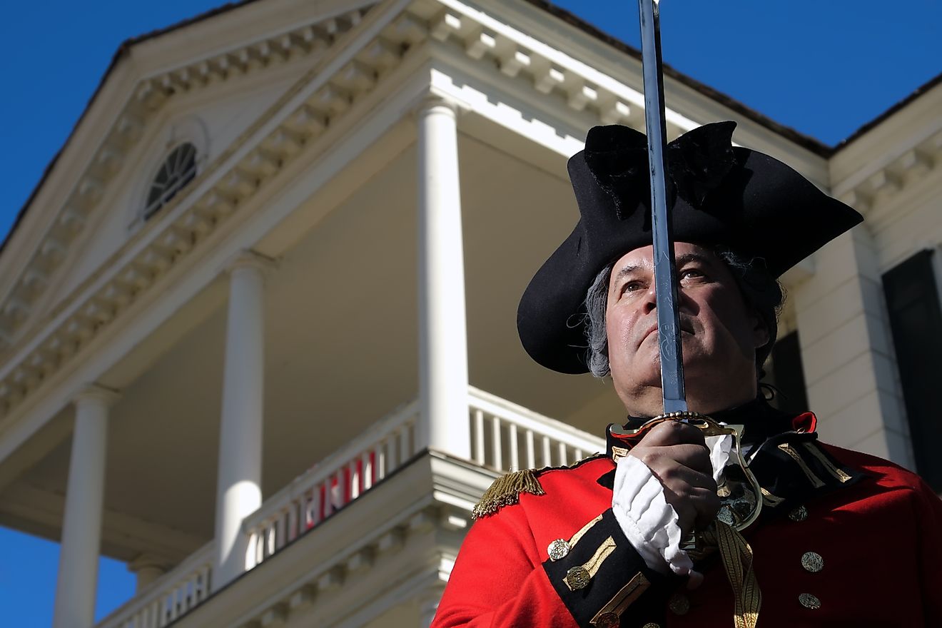 Performer in a Revolutionary War reenactment in Camden, South Carolina.
