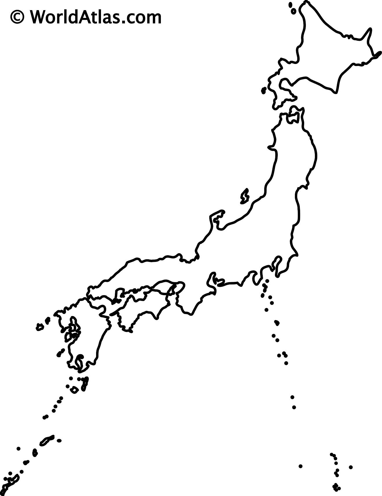 Blank Outline Map of Japan