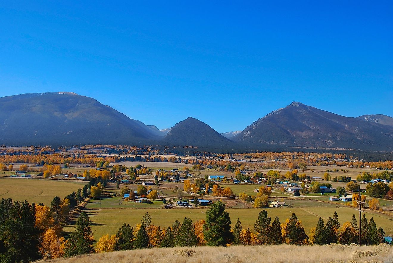 Bitterroot Mountain Range in the Rocky Mountains Beautiful Bitterroot Valley in the Autumn Jagged Peaks and canyons