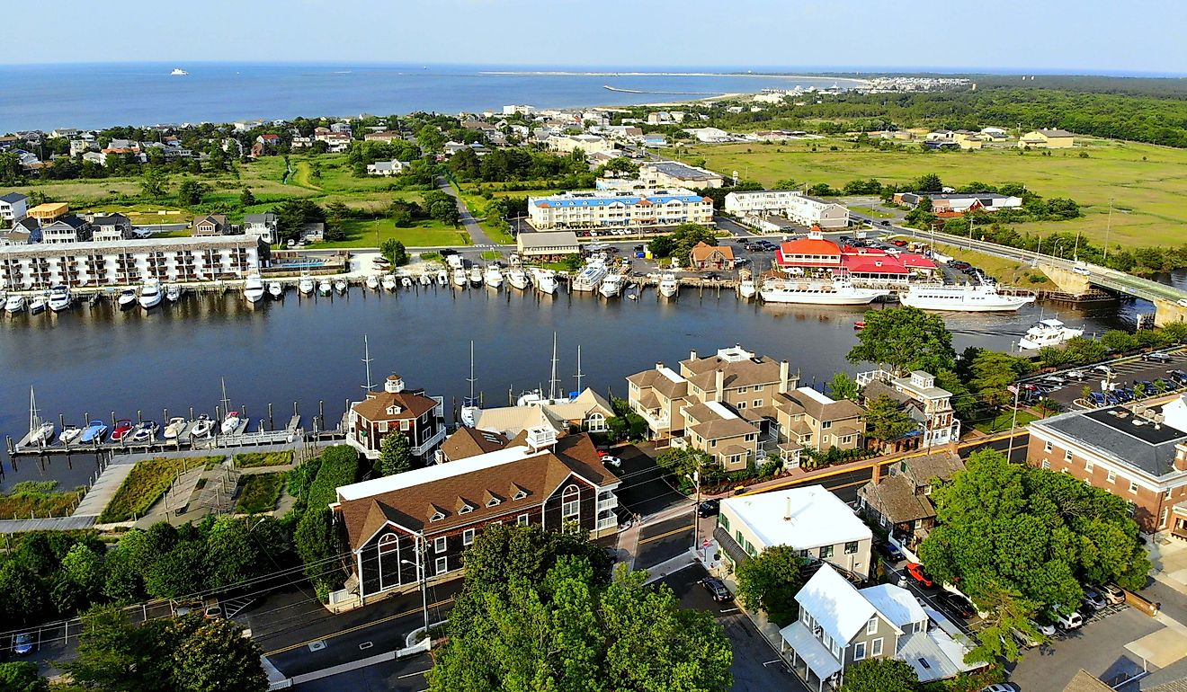 The aerial view of the beach town of Lewes, Delaware. Image credit Khairil Azhar Junos via Shutterstock