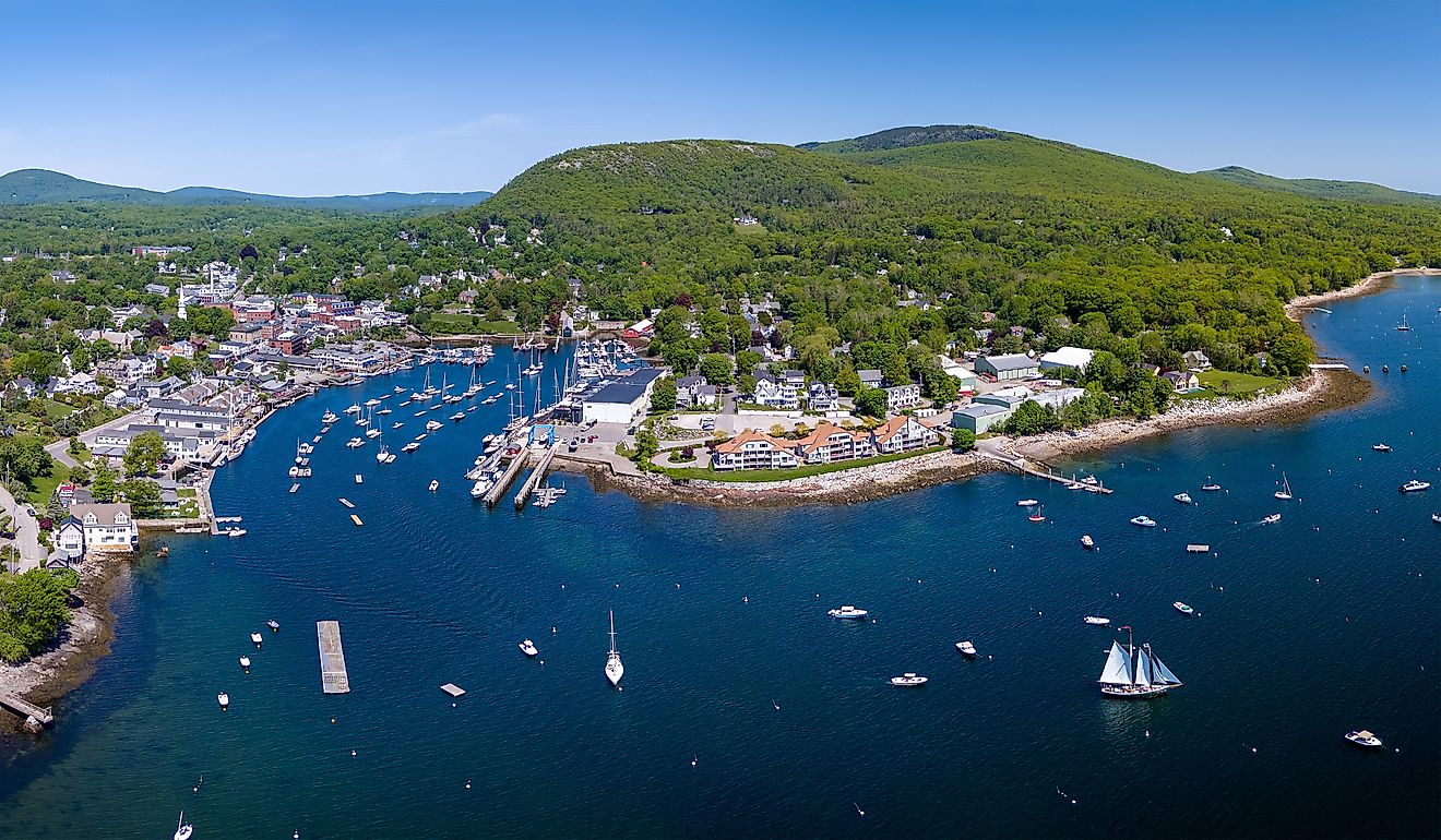 Aerial view of Camden, Maine.