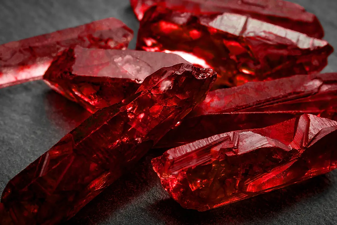 Raw ruby crystals. 