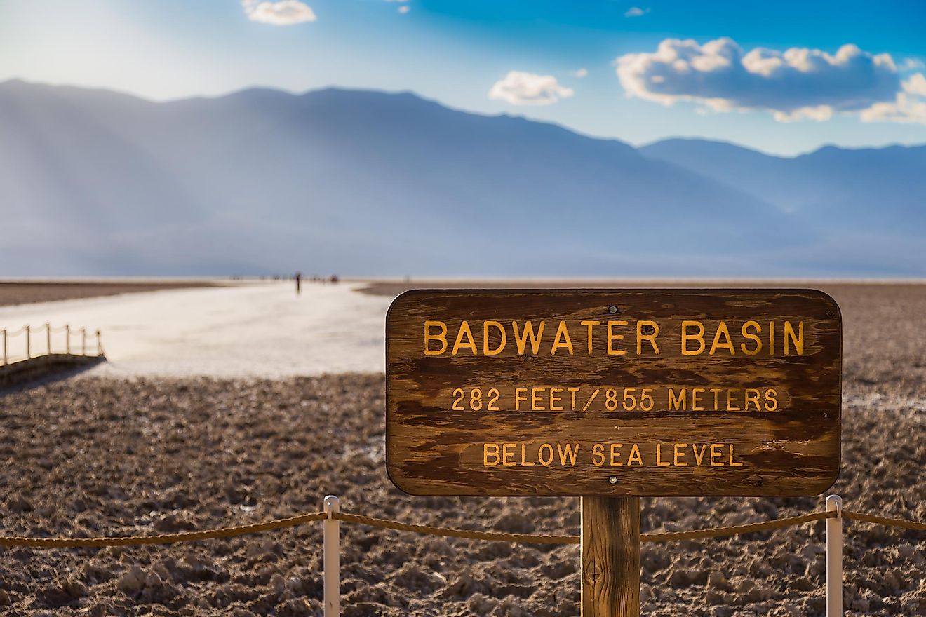 Badwater Basin Sign in Death Valley National Park, California, USA. Image credit: Alexander Petrenko/Shutterstock.com