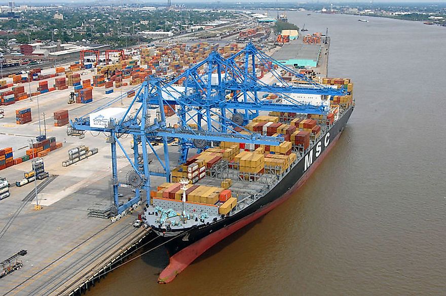 Container ship unloaded at the Port of New Orleans, the 7th busiest port in the US