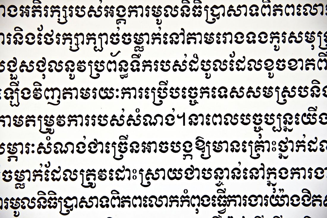 Letters in the Khmer alphabet. 