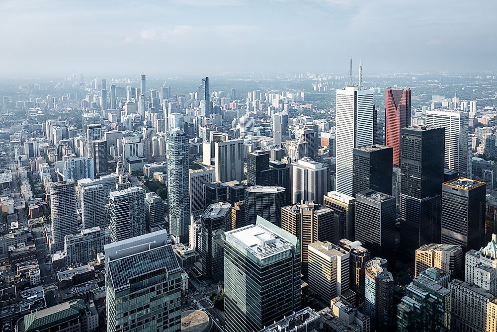 Multiple bank headquarters can be found amongst the towers of Toronto's financial district. 