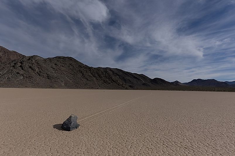 A Death Valley stone on the move, leaving a mysterious footprint in its wake.