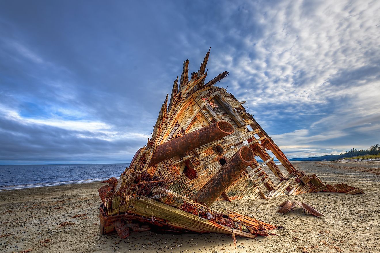 Pesuta Shipwreck, Naikoon Provincial Park, Haida Gwaii British Columbia Canada. Image credit: BGSmith/Shutterstock.com