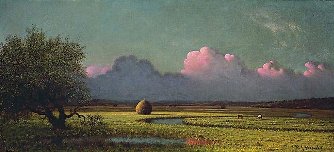 Sunlight and Shadow: The Newbury Marshes, an 1870s painting by Luminist Martin Heade.